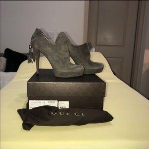 Grey suede Gucci bootie